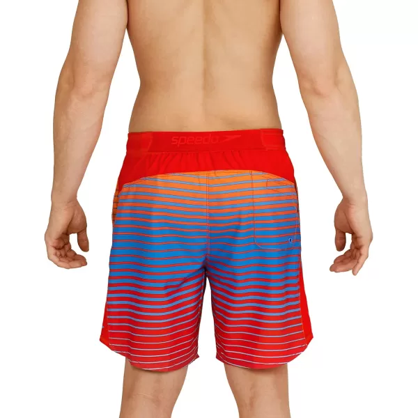 Speedo Mens Swim Trunk Mid Length MarinaStripe Explorer Turkish Sea