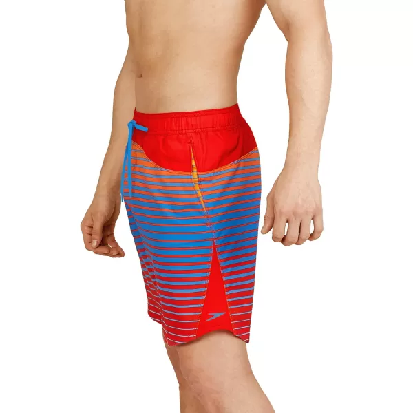 Speedo Mens Swim Trunk Mid Length MarinaStripe Explorer Turkish Sea