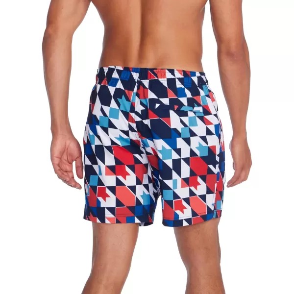 Speedo Mens Swim Trunk Mid Length Redondo PrintedCafe Check Red