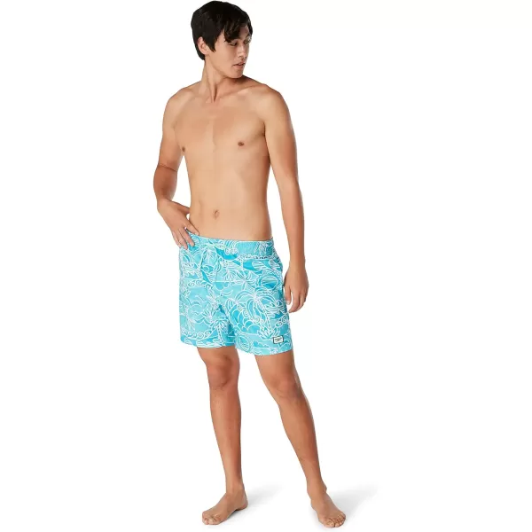 Speedo Mens Swim Trunk Mid Length Redondo PrintedWay Back Bay Beach Glass