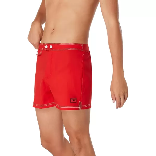 Speedo Mens Swim Trunk Short Length Beachsider SolidHigh Risk Red