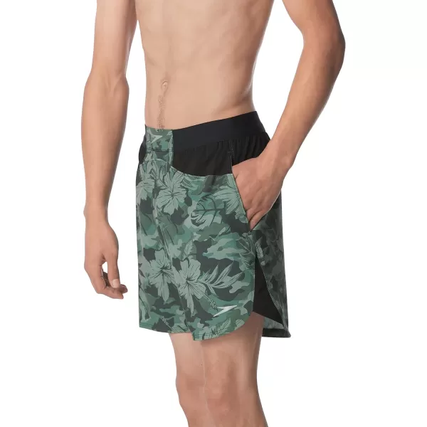 Speedo Mens Swim Trunk Short Length Fitness TrainingTropical Douglas Fir