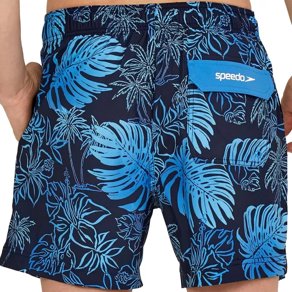 Speedo Mens Swim Trunk Short Length Redondo Comfort Liner PrintOnshore Blend Peacoat