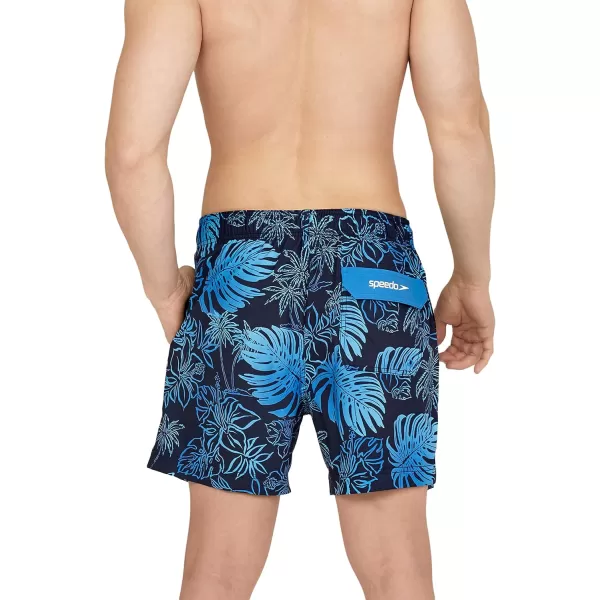 Speedo Mens Swim Trunk Short Length Redondo Comfort Liner PrintOnshore Blend Peacoat