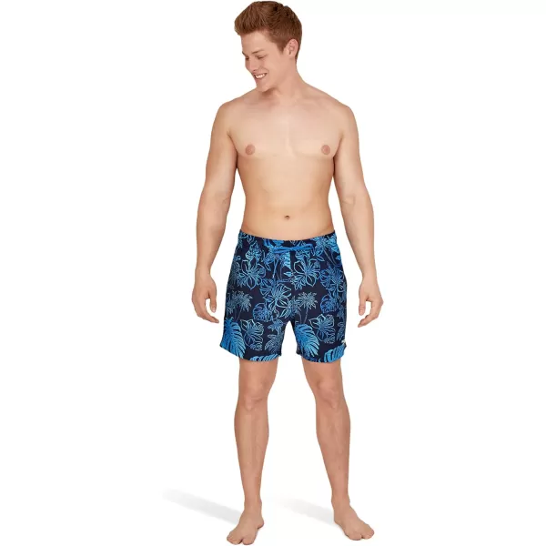 Speedo Mens Swim Trunk Short Length Redondo Comfort Liner PrintOnshore Blend Peacoat