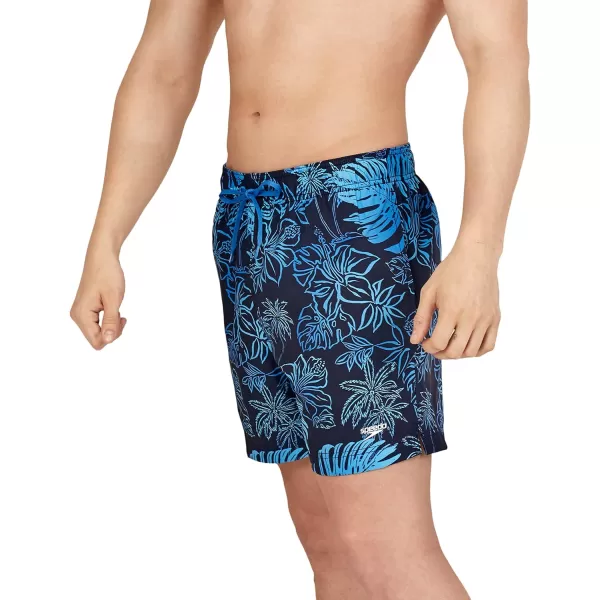 Speedo Mens Swim Trunk Short Length Redondo Comfort Liner PrintOnshore Blend Peacoat