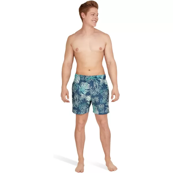 Speedo Mens Swim Trunk Short Length Redondo Comfort Liner PrintOnshore Blend Porcelain