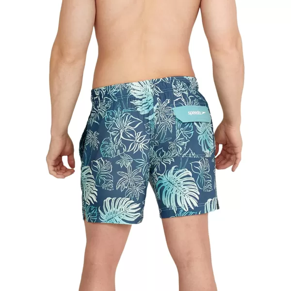 Speedo Mens Swim Trunk Short Length Redondo Comfort Liner PrintOnshore Blend Porcelain