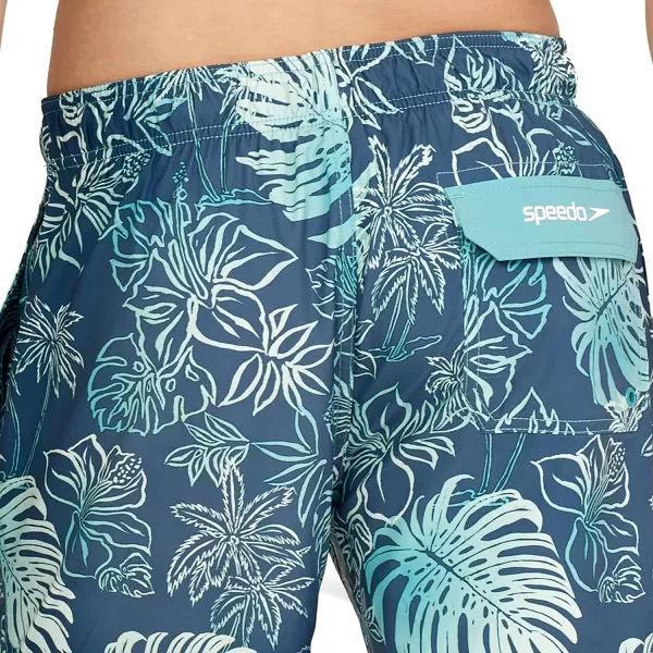 Speedo Mens Swim Trunk Short Length Redondo Comfort Liner PrintOnshore Blend Porcelain