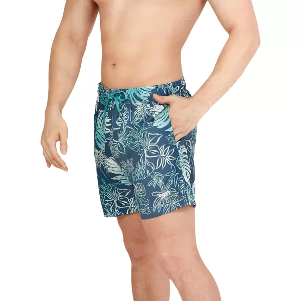 Speedo Mens Swim Trunk Short Length Redondo Comfort Liner PrintOnshore Blend Porcelain