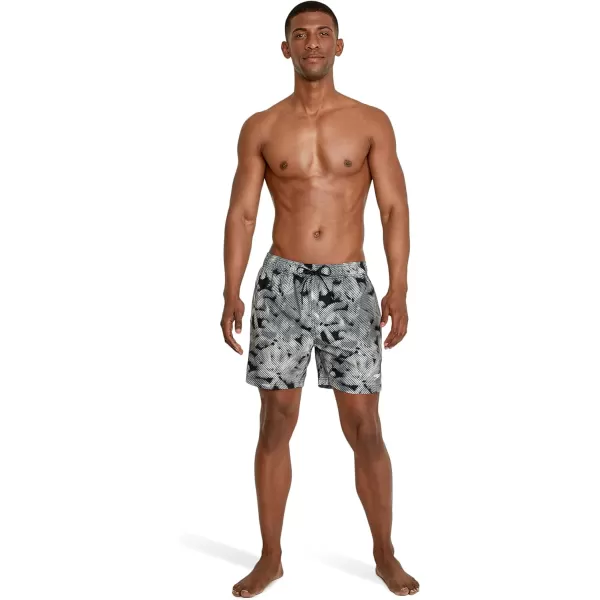 Speedo Mens Swim Trunk Short Length Redondo Comfort Liner PrintPalm Anthracite