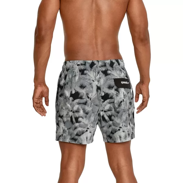 Speedo Mens Swim Trunk Short Length Redondo Comfort Liner PrintPalm Anthracite