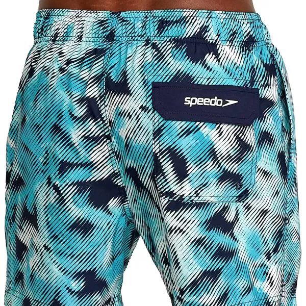 Speedo Mens Swim Trunk Short Length Redondo Comfort Liner PrintPalm Peacoat