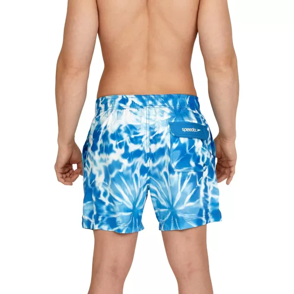 Speedo Mens Swim Trunk Short Length Redondo Comfort Liner PrintTides Palace Blue