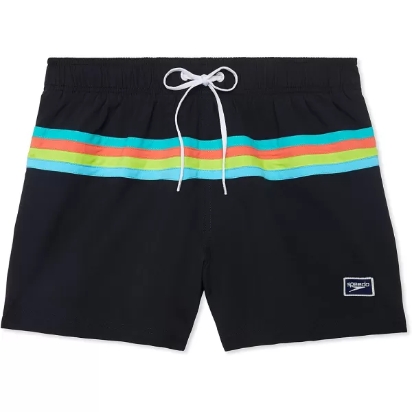 Speedo Mens Swim Trunk Short Length Redondo StripedAnthracite Block