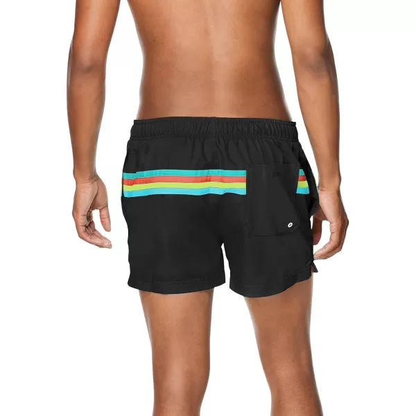 Speedo Mens Swim Trunk Short Length Redondo StripedAnthracite Block