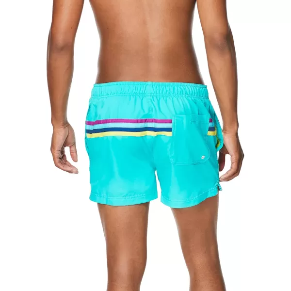 Speedo Mens Swim Trunk Short Length Redondo StripedBlue Atoll Block