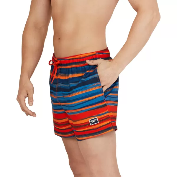 Speedo Mens Swim Trunk Short Length Redondo StripedCurrent China Blue