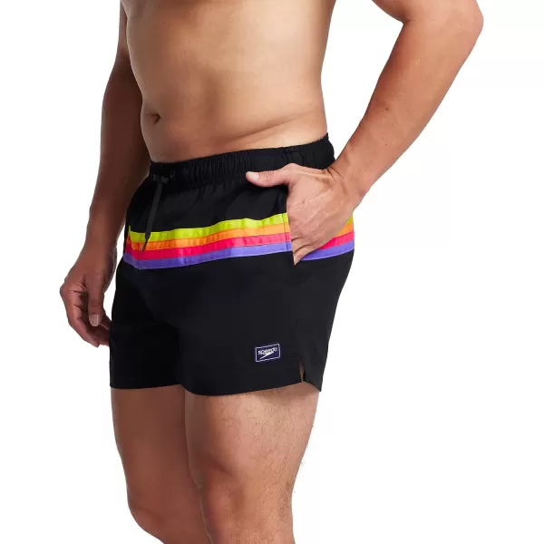 Speedo Mens Swim Trunk Short Length Redondo StripedHorizontal Anthracite