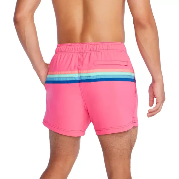 Speedo Mens Swim Trunk Short Length Redondo StripedHorizontal Fandango Pink