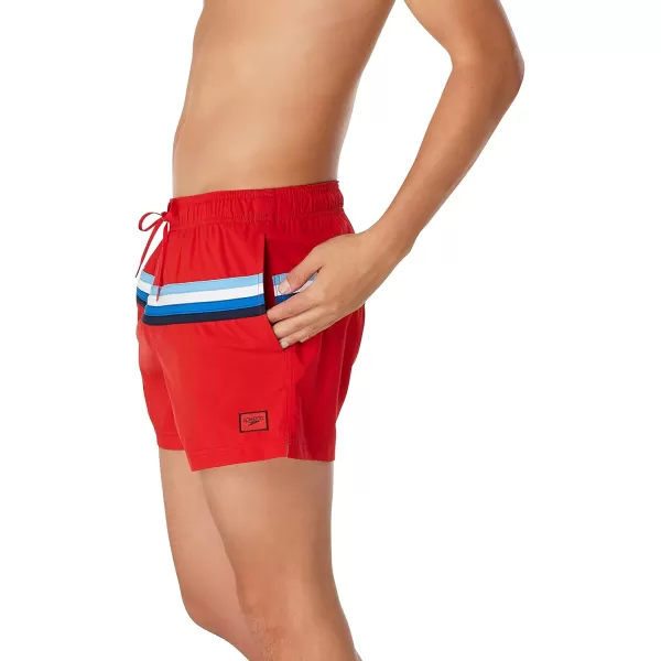 Speedo Mens Swim Trunk Short Length Redondo StripedHorizontal High Risk Red