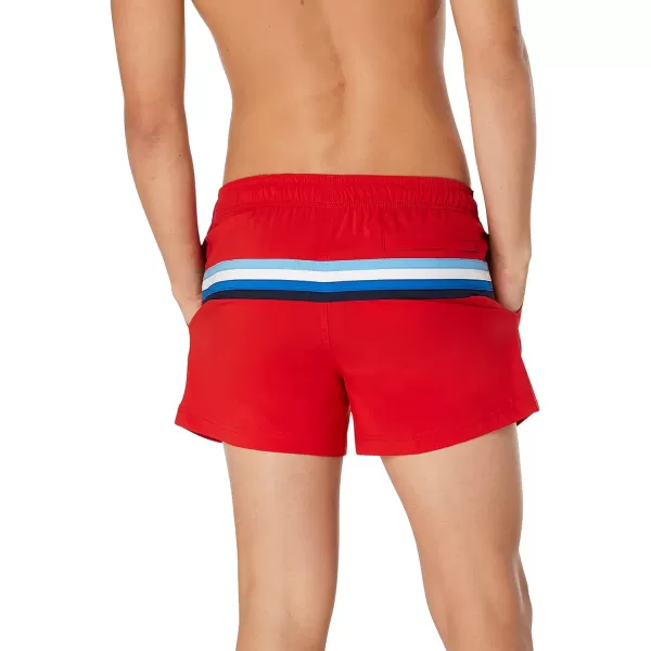 Speedo Mens Swim Trunk Short Length Redondo StripedHorizontal High Risk Red