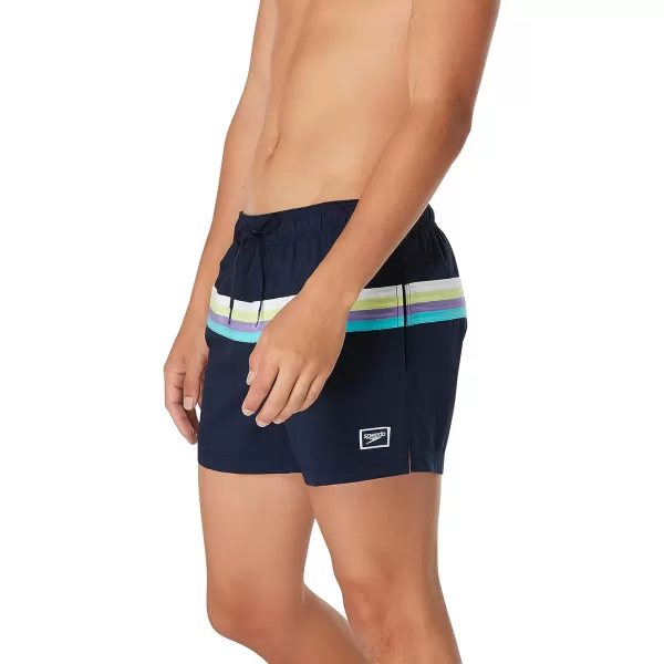 Speedo Mens Swim Trunk Short Length Redondo StripedHorizontal Peacoat