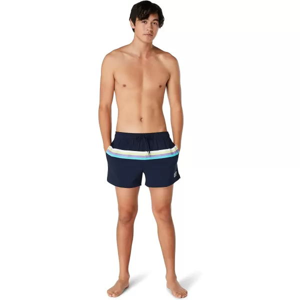 Speedo Mens Swim Trunk Short Length Redondo StripedHorizontal Peacoat