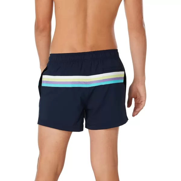 Speedo Mens Swim Trunk Short Length Redondo StripedHorizontal Peacoat