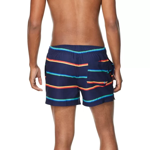 Speedo Mens Swim Trunk Short Length Redondo StripedQuad Peacoat