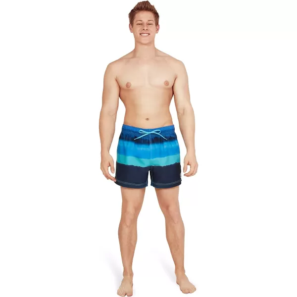 Speedo Mens Swim Trunk Short Length Redondo StripedStorm Palace Blue