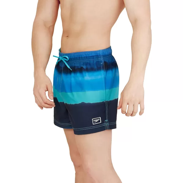 Speedo Mens Swim Trunk Short Length Redondo StripedStorm Palace Blue