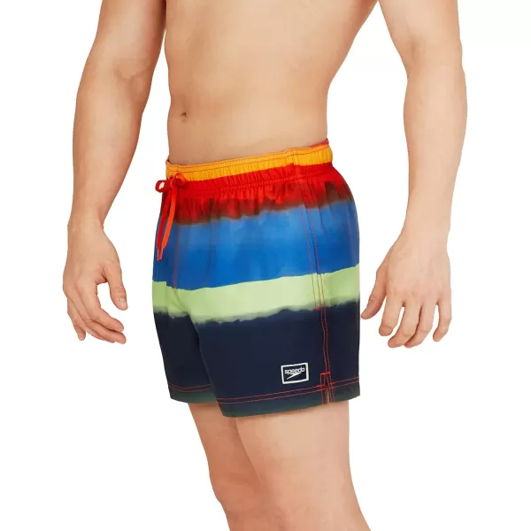 Speedo Mens Swim Trunk Short Length Redondo StripedStorm Spicy Orange