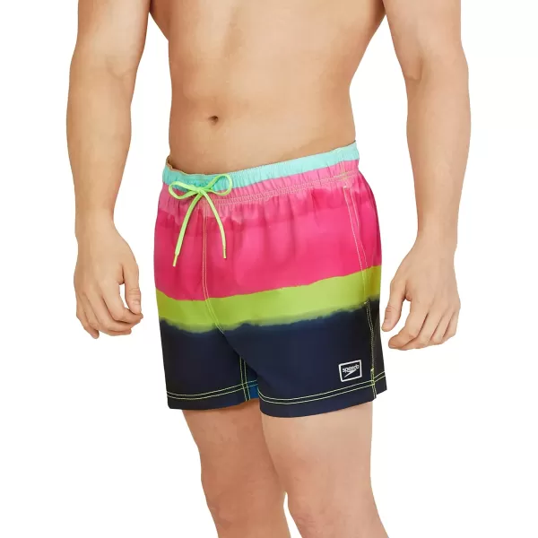 Speedo Mens Swim Trunk Short Length Redondo StripedStorm Sugar Plum