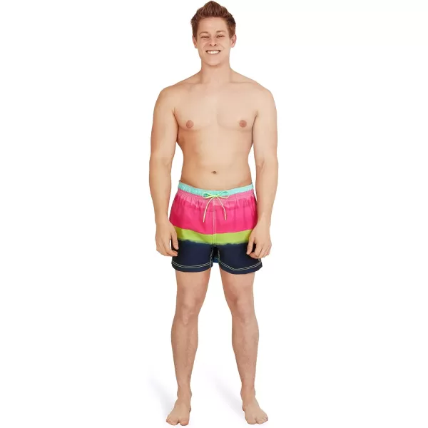 Speedo Mens Swim Trunk Short Length Redondo StripedStorm Sugar Plum