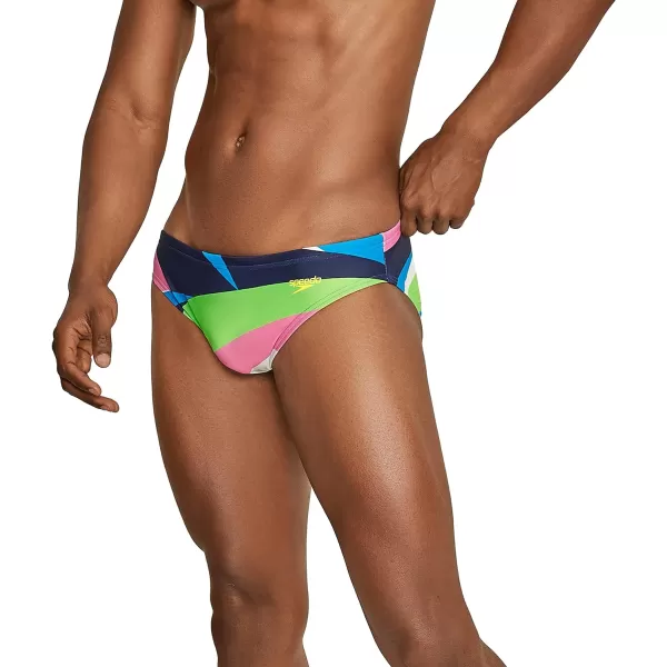 Speedo Mens Swimsuit Brief Creora Highclo PrintedDrift Acid Lime