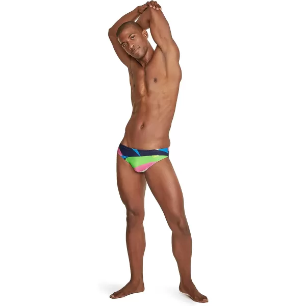 Speedo Mens Swimsuit Brief Creora Highclo PrintedDrift Acid Lime