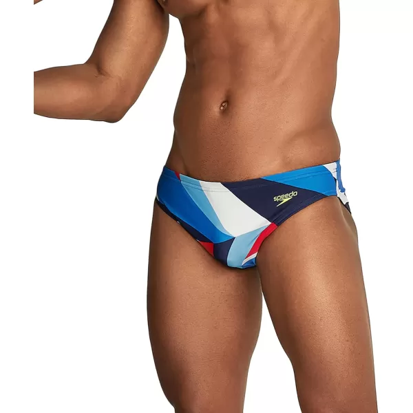 Speedo Mens Swimsuit Brief Creora Highclo PrintedDrift RedWhiteBlue