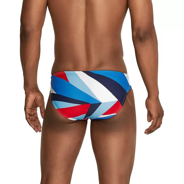 Speedo Mens Swimsuit Brief Creora Highclo PrintedDrift RedWhiteBlue