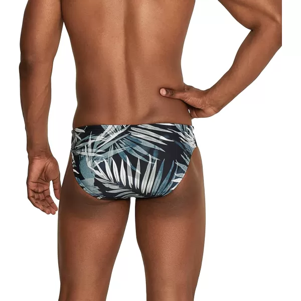 Speedo Mens Swimsuit Brief Creora Highclo PrintedPalm BlackGrey