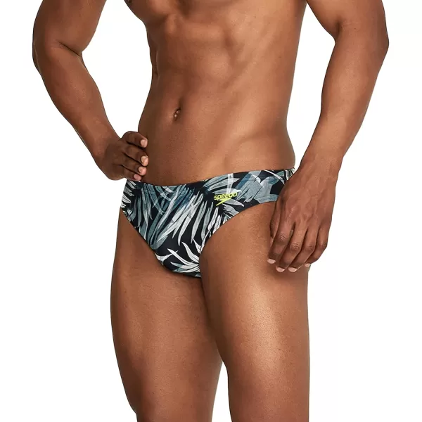 Speedo Mens Swimsuit Brief Creora Highclo PrintedPalm BlackGrey