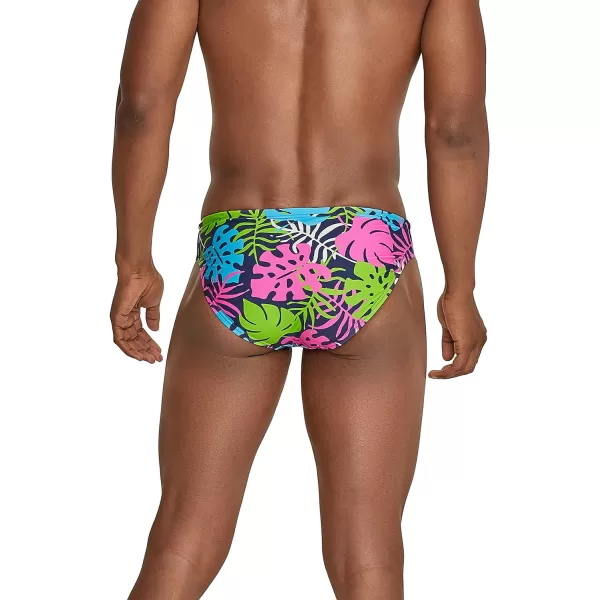 Speedo Mens Swimsuit Brief Creora Highclo PrintedPalm Green Gecko