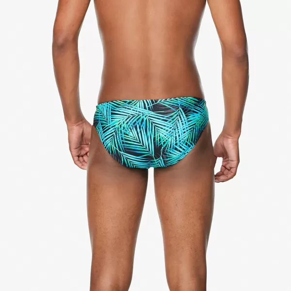 Speedo Mens Swimsuit Brief Creora Highclo PrintedThrowing Shade Aruba Blue