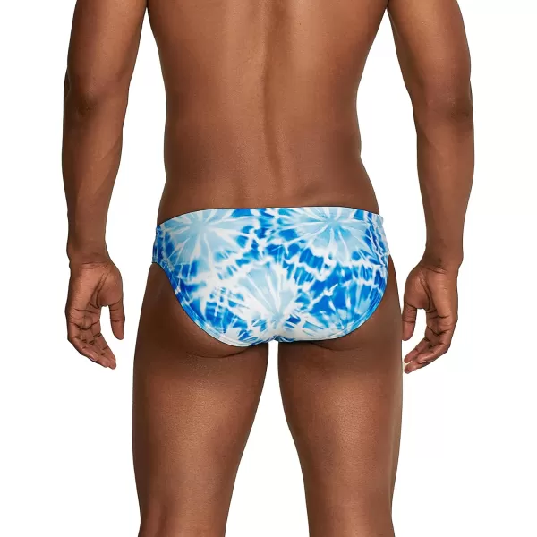 Speedo Mens Swimsuit Brief Creora Highclo PrintedTides WhiteBlue