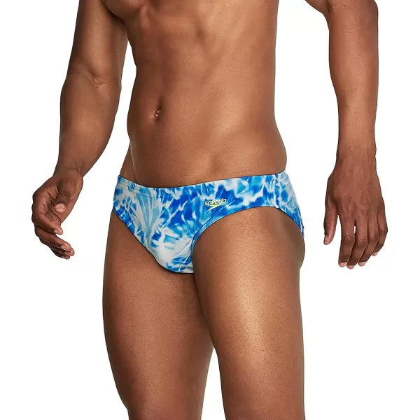 Speedo Mens Swimsuit Brief Creora Highclo PrintedTides WhiteBlue