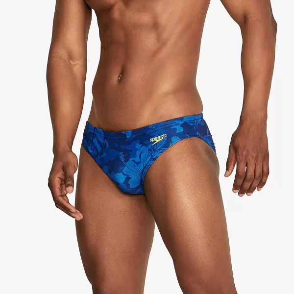 Speedo Mens Swimsuit Brief Creora Highclo PrintedTropical Palace Blue