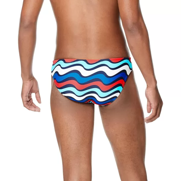Speedo Mens Swimsuit Brief Creora Highclo PrintedWavy Bittersweet