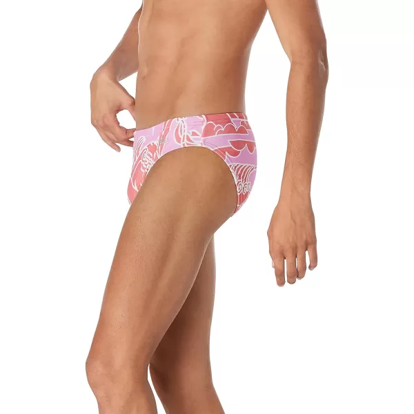 Speedo Mens Swimsuit Brief Eco Flex 2 Outseam BeachstarWayback Bay Sun Kissed Coral