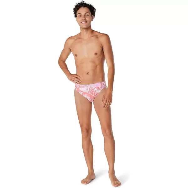 Speedo Mens Swimsuit Brief Eco Flex 2 Outseam BeachstarWayback Bay Sun Kissed Coral