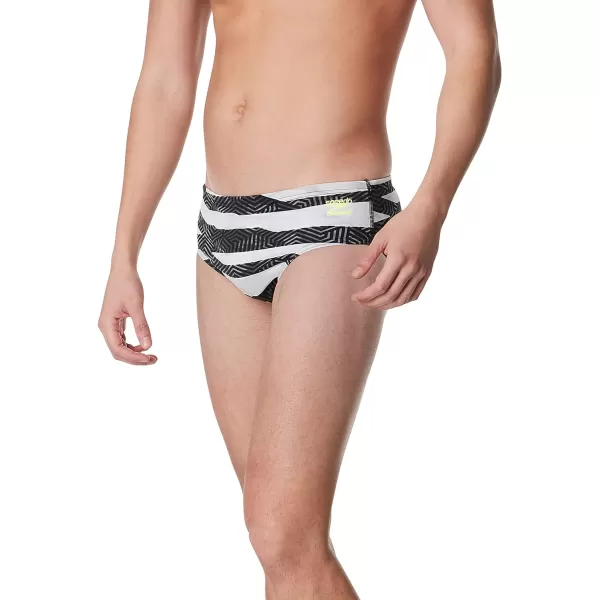 Speedo Mens Swimsuit Brief Endurance Printed Team ColorsContort Speedo BlackWhite
